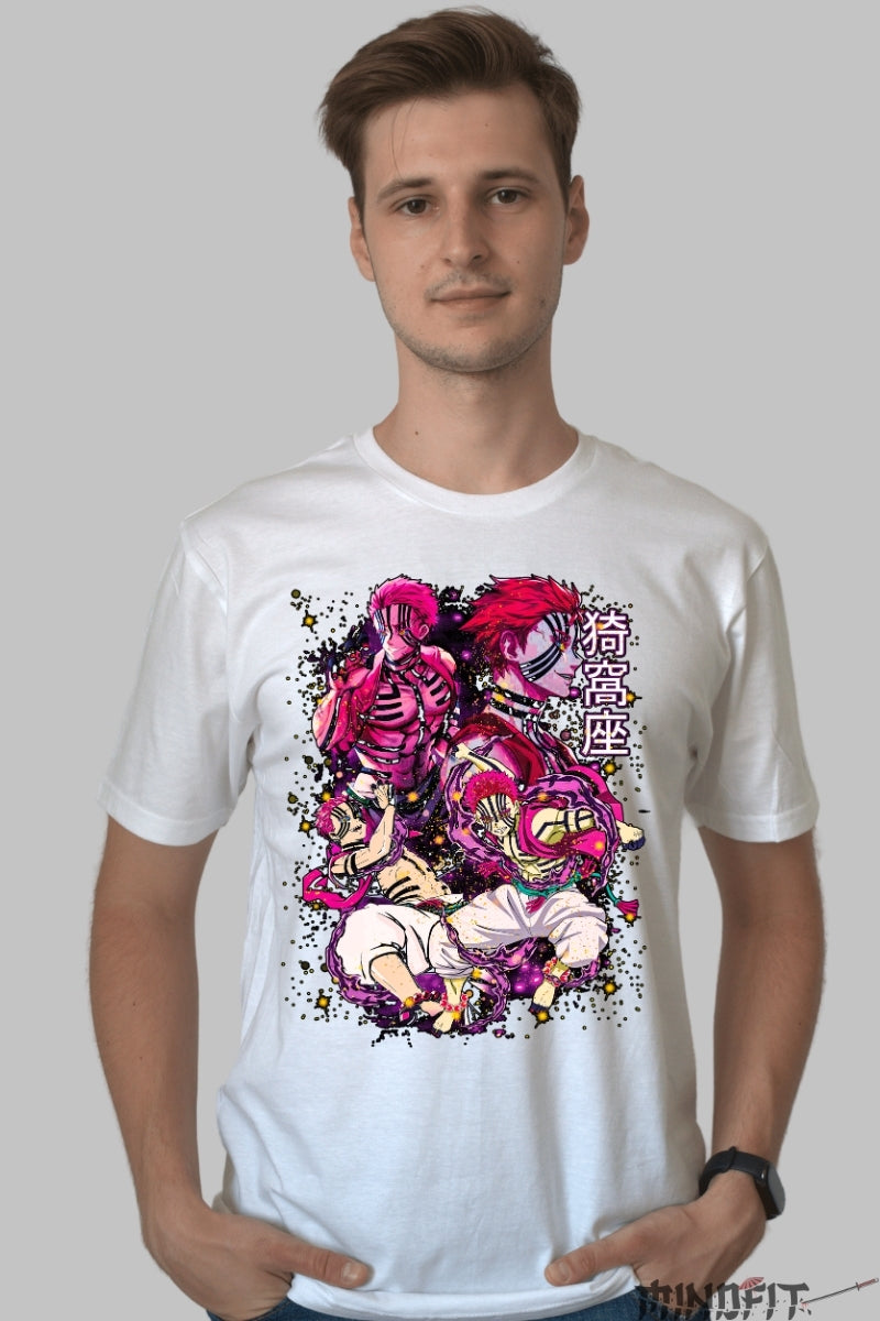 Tricou Anime Demon Slayer - Akaza Demon Form Intensity barbat alb