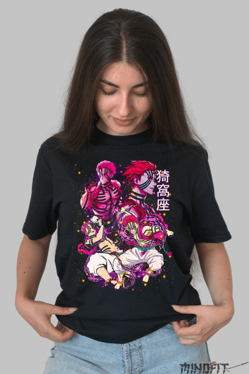 Tricou Anime Demon Slayer - Akaza Demon Form Intensity dama negru