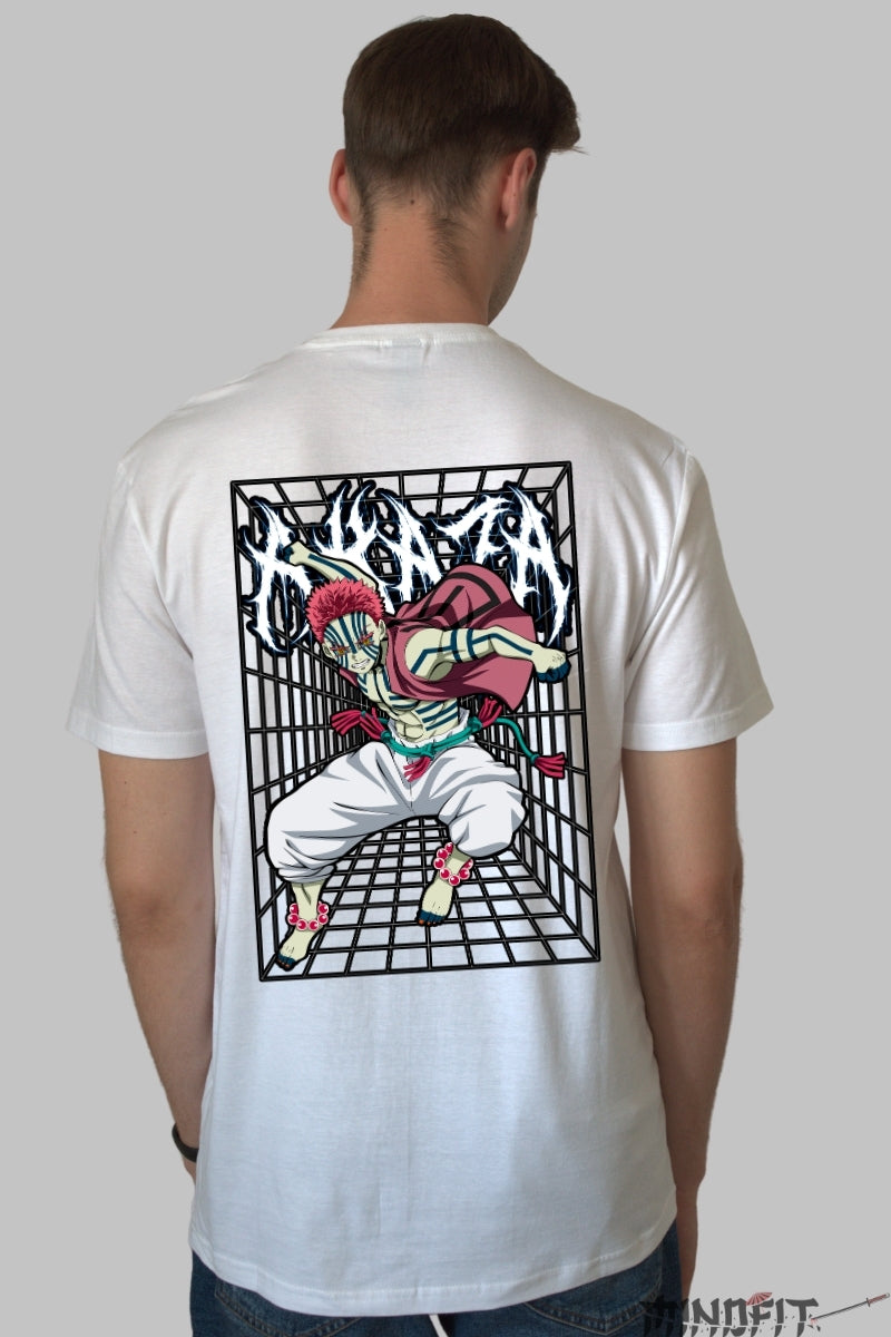 Tricou Anime Demon Slayer - Akaza Supreme Barbat Alb