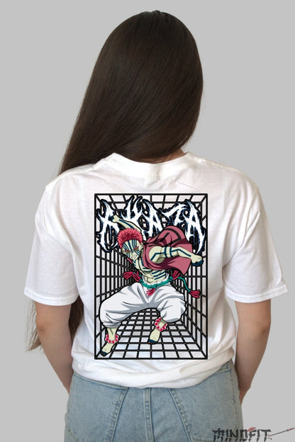 Tricou Anime Demon Slayer - Akaza Supreme Dama alb