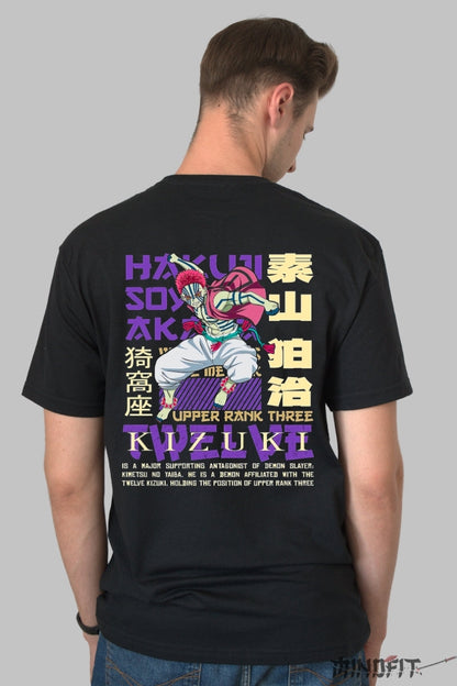 Tricou Anime Demon Slayer - Akaza Upper Rank Barbat Negru