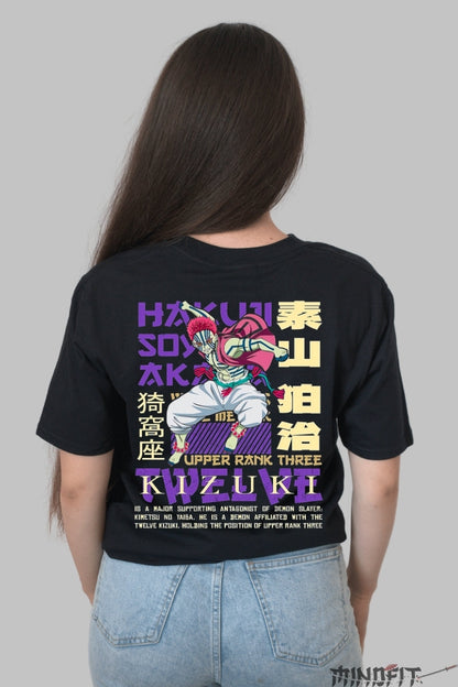 Tricou Anime Demon Slayer - Akaza Upper Rank Dama Negru