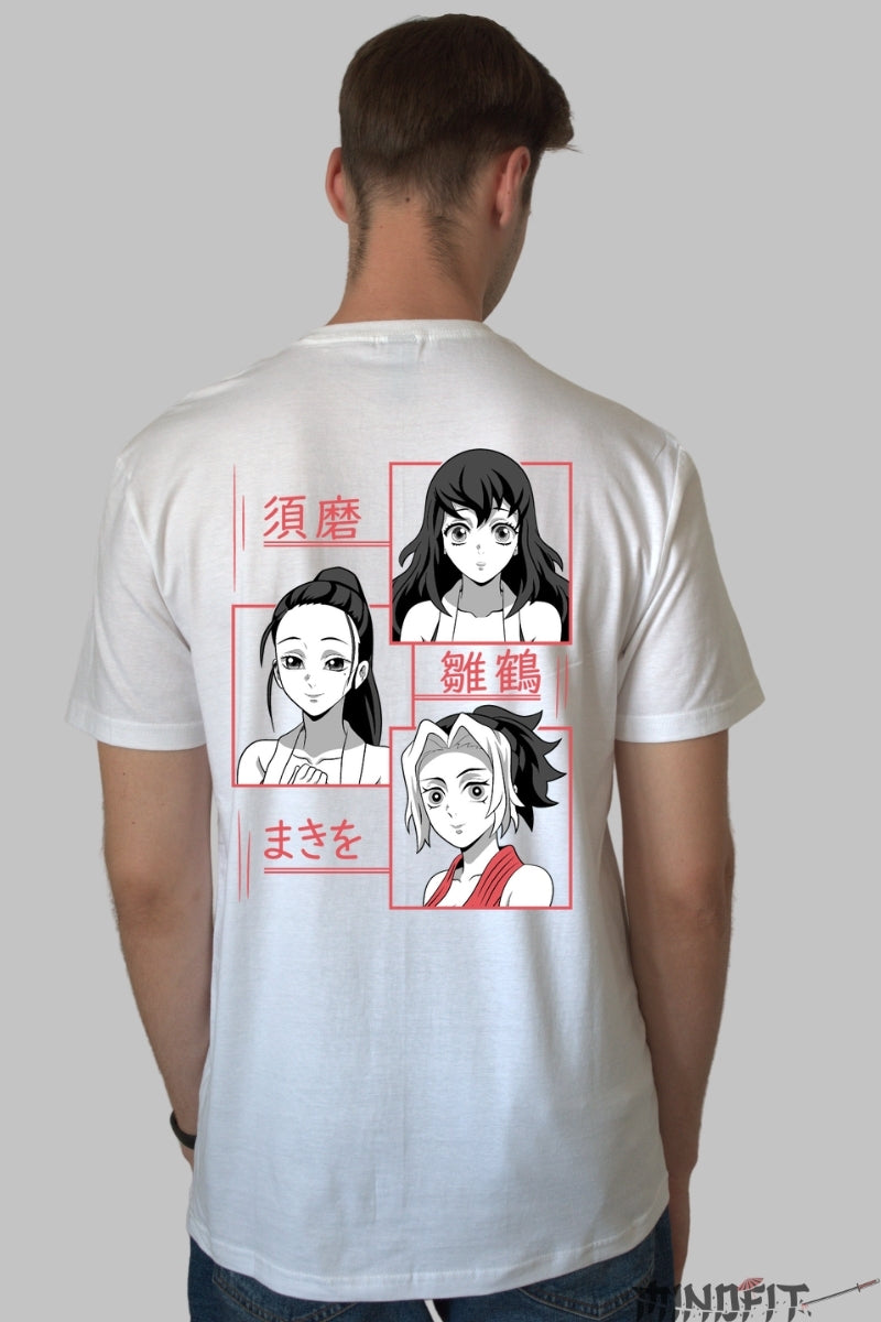 Tricou Anime Demon Slayer - Cele Trei Kunoichi Barbat Alb