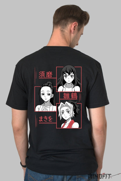 Tricou Anime Demon Slayer - Cele Trei Kunoichi Barbat Negru