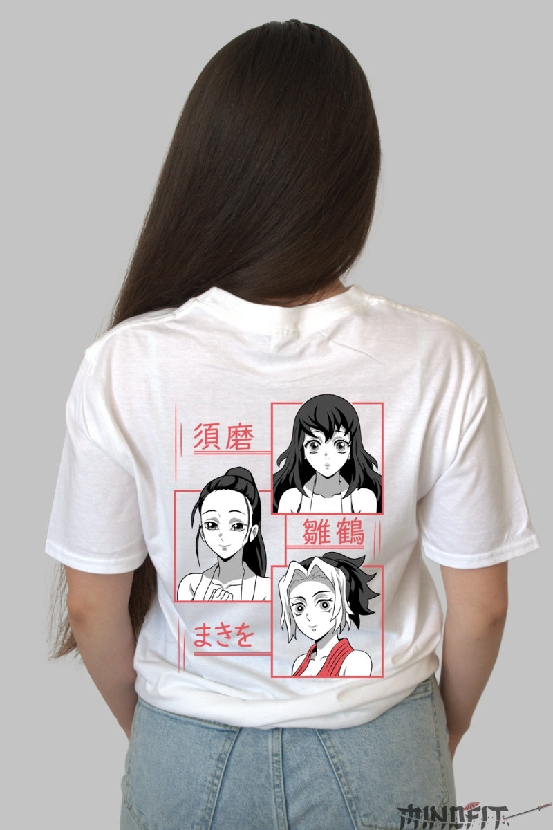 Tricou Anime Demon Slayer - Cele Trei Kunoichi Dama alb