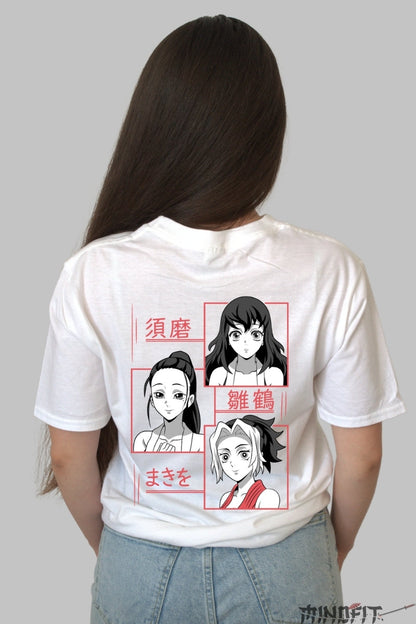 Tricou Anime Demon Slayer - Cele Trei Kunoichi Dama alb