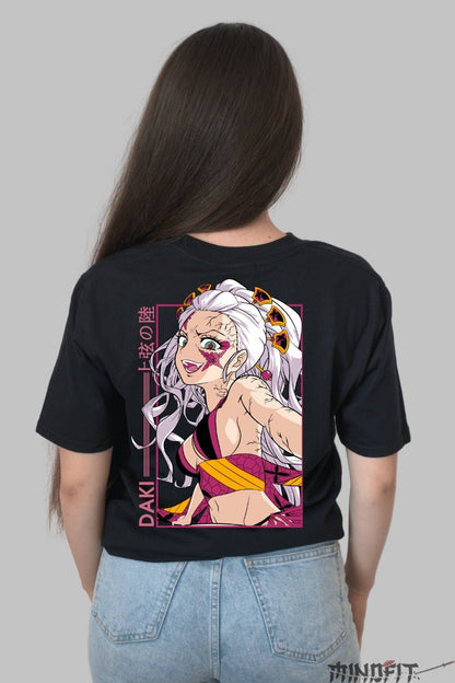 Tricou Anime Demon Slayer - Daki Art Infernal Dama Negru