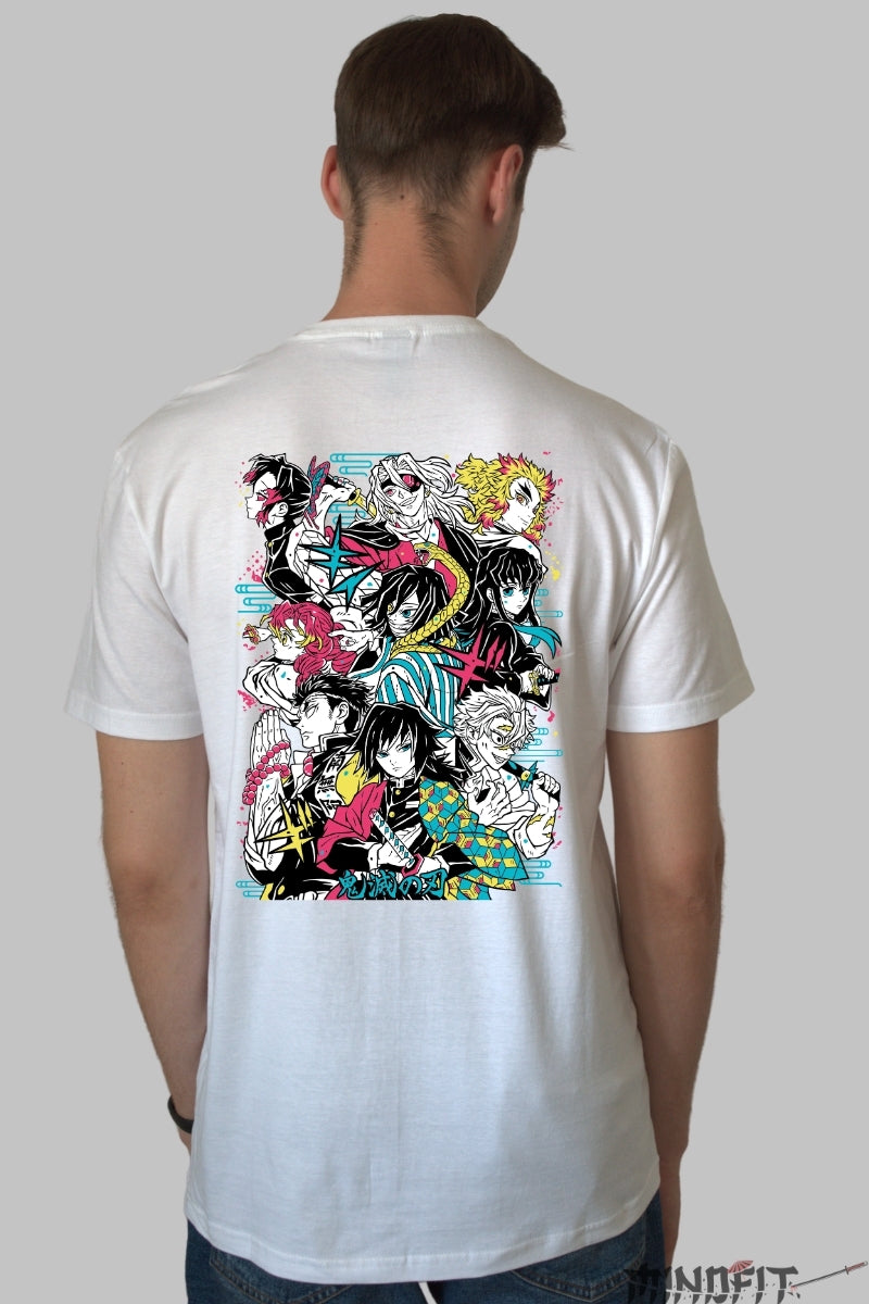 Tricou Anime Demon Slayer - Echipa Hashira Barbat Alb