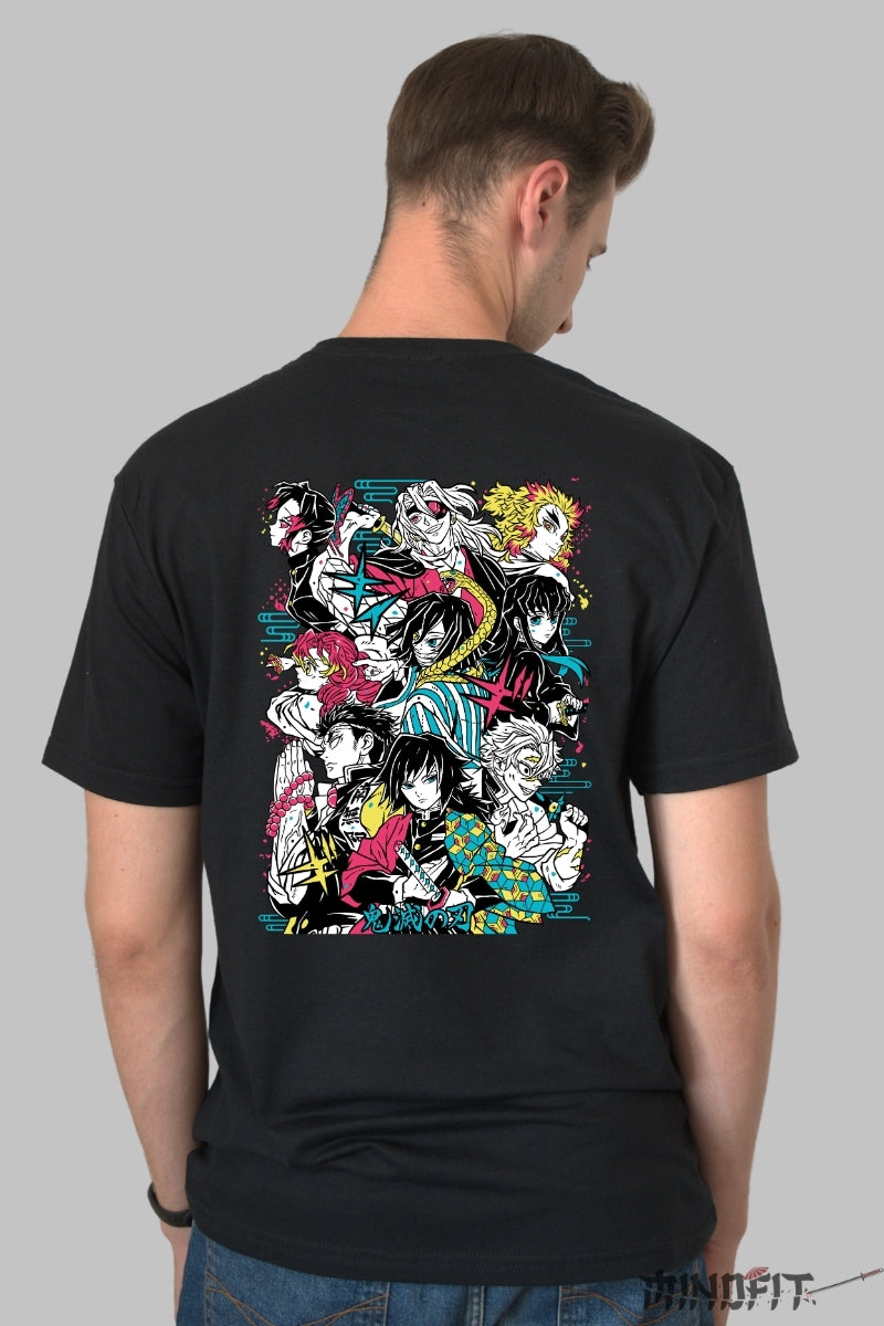 Tricou Anime Demon Slayer - Echipa Hashira Barbat Negru