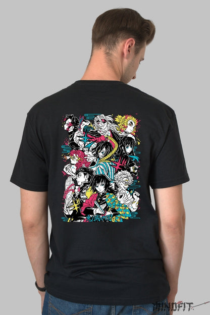 Tricou Anime Demon Slayer - Echipa Hashira Barbat Negru