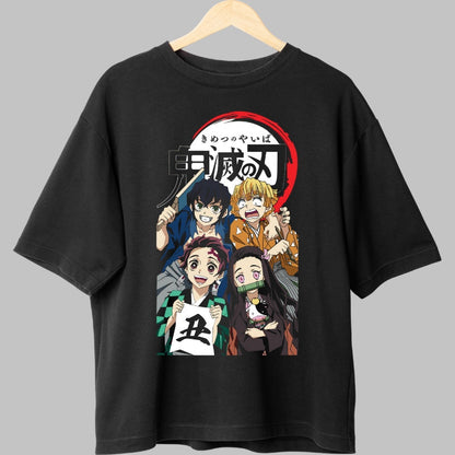 Tricou Anime Demon Slayer - Echipa Kamado in Actiune Fata