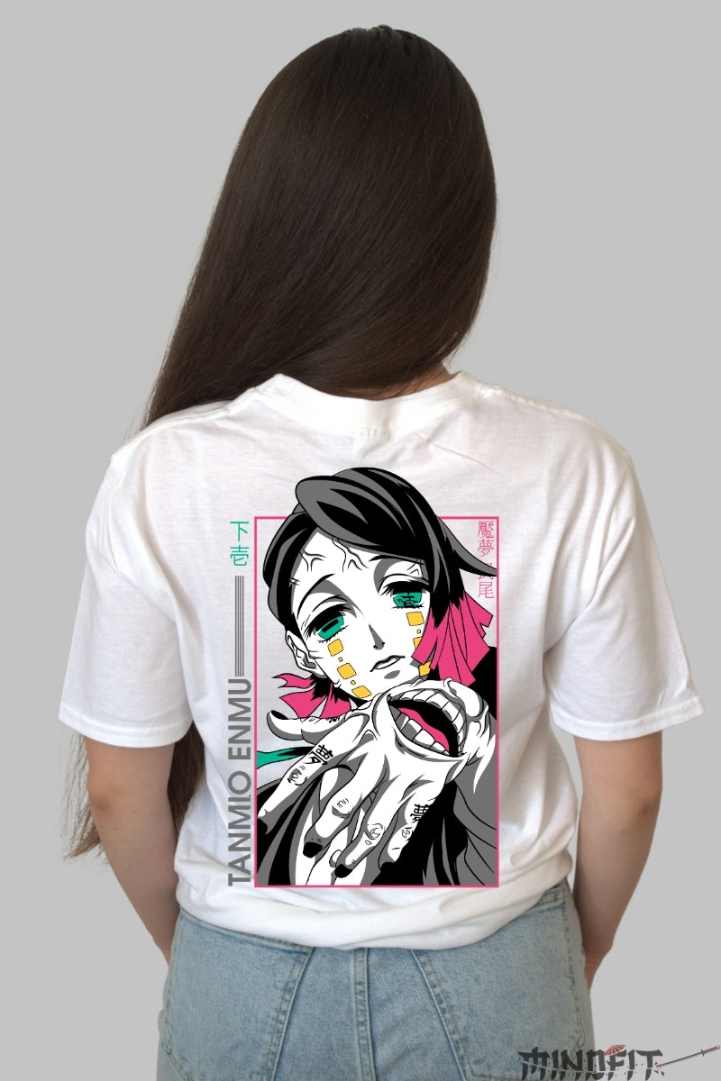 Tricou Anime Demon Slayer - Enmu Hypnosis Art Dama alb
