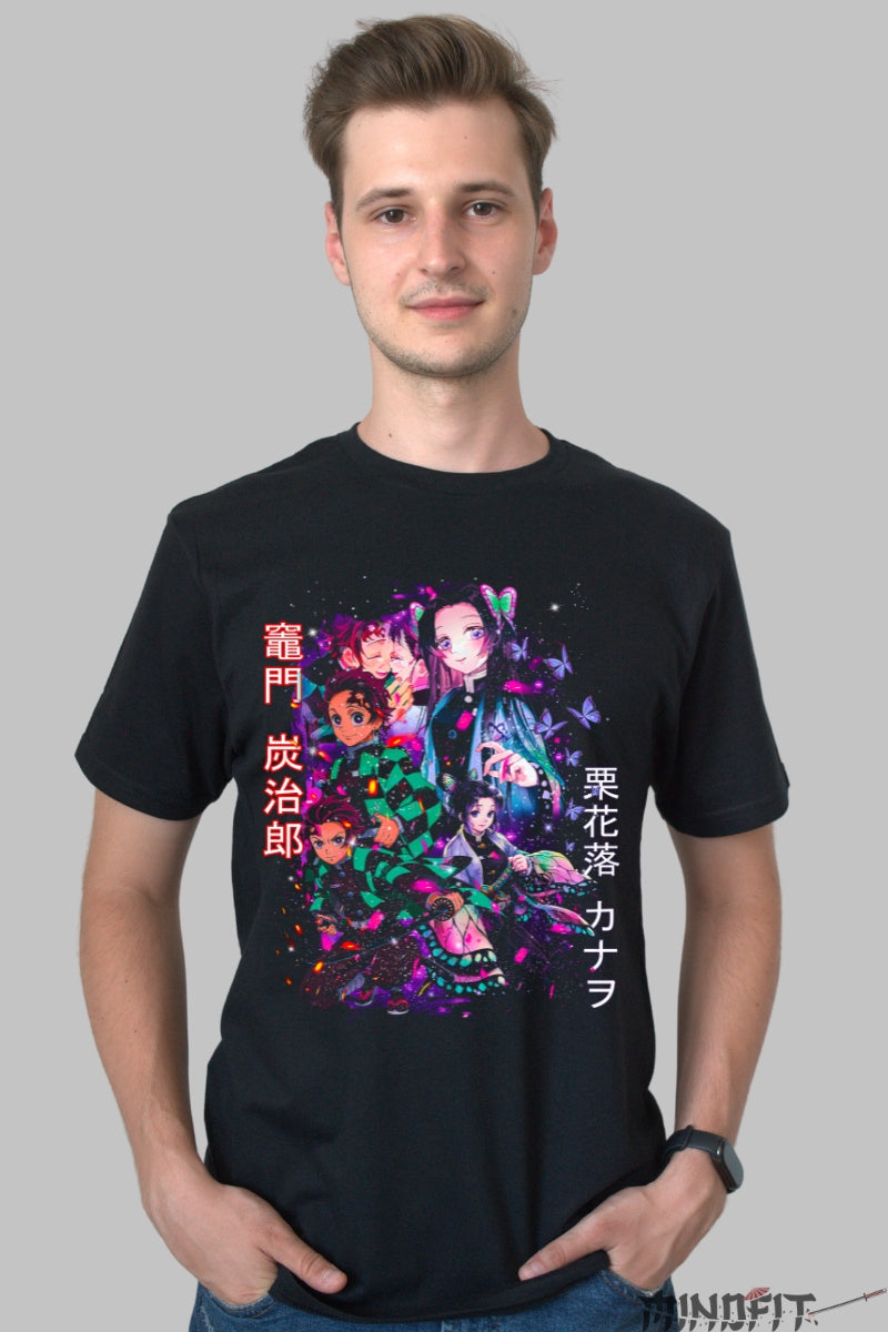 Tricou Anime Demon Slayer - Eroii Fluturilor si Spadei Barbat Negru