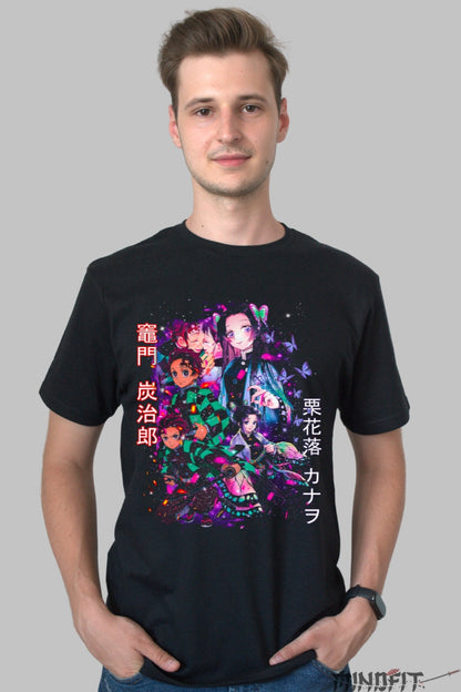 Tricou Anime Demon Slayer - Eroii Fluturilor si Spadei Barbat Negru