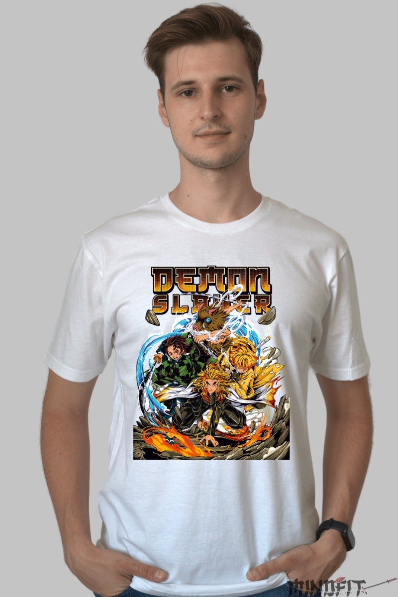 Tricou Anime Demon Slayer - Eroii Respira-iei Supreme barbat alb