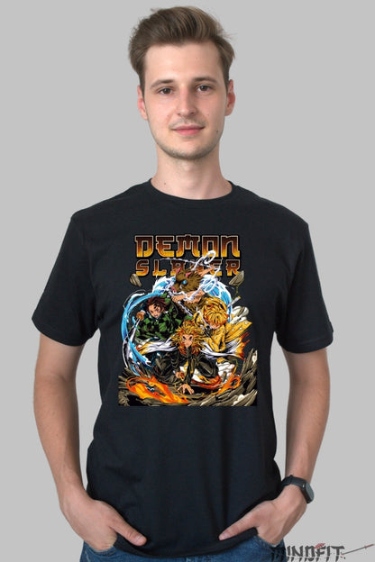 Tricou Anime Demon Slayer - Eroii Respira-iei Supreme barbat negru