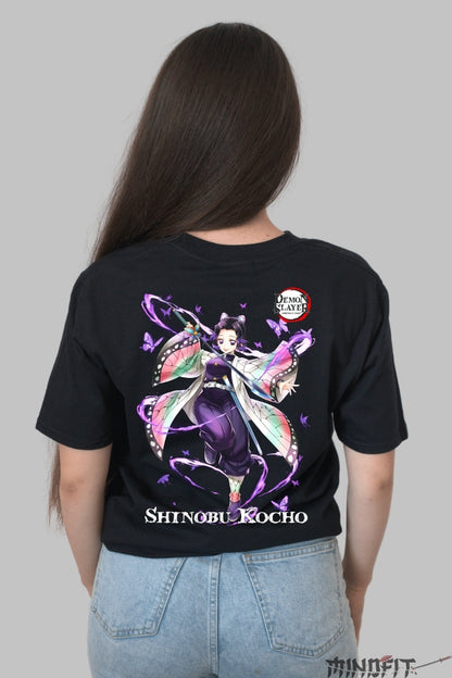 Tricou Anime Demon Slayer - Fluture Shinobu Dama Negru
