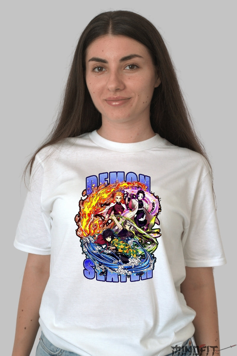 Tricou Anime Demon Slayer - Forta Elemente si Lupta Suprema dama alb