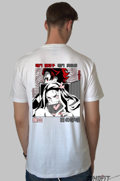 Tricou Anime Demon Slayer - Fratii Kamado Barbat Alb