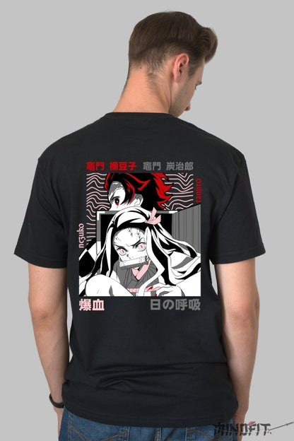 Tricou Anime Demon Slayer - Fratii Kamado Barbat Negru