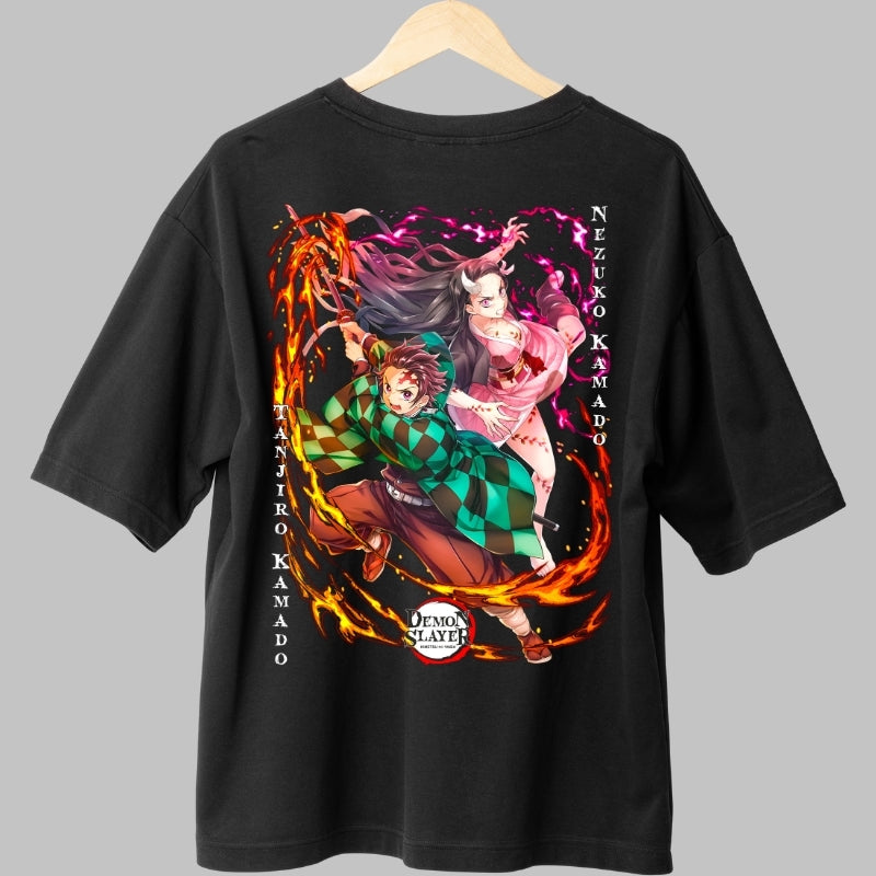 Tricou Anime Demon Slayer - Fratii Kamado Unite Spate