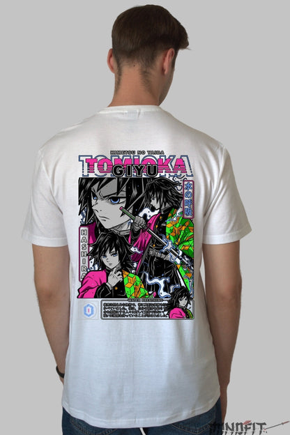 Tricou Anime Demon Slayer - Giyu Hashira Fight Barbat Alb
