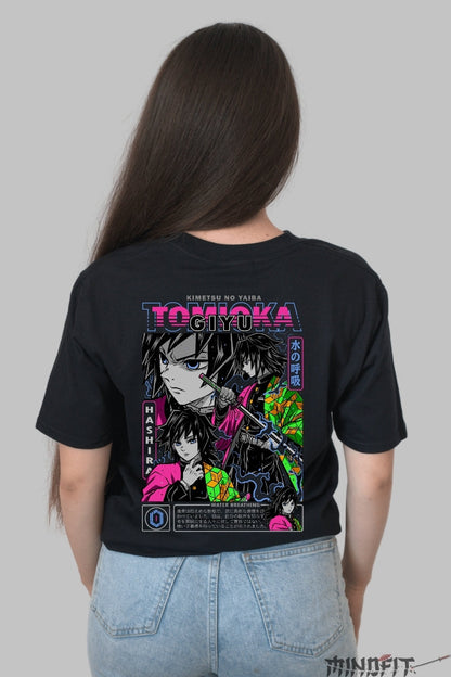 Tricou Anime Demon Slayer - Giyu Hashira Fight Dama Negru