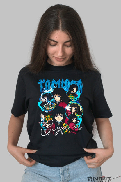 Tricou Anime Demon Slayer - Giyu Tomioka Stil Resemnare dama negru
