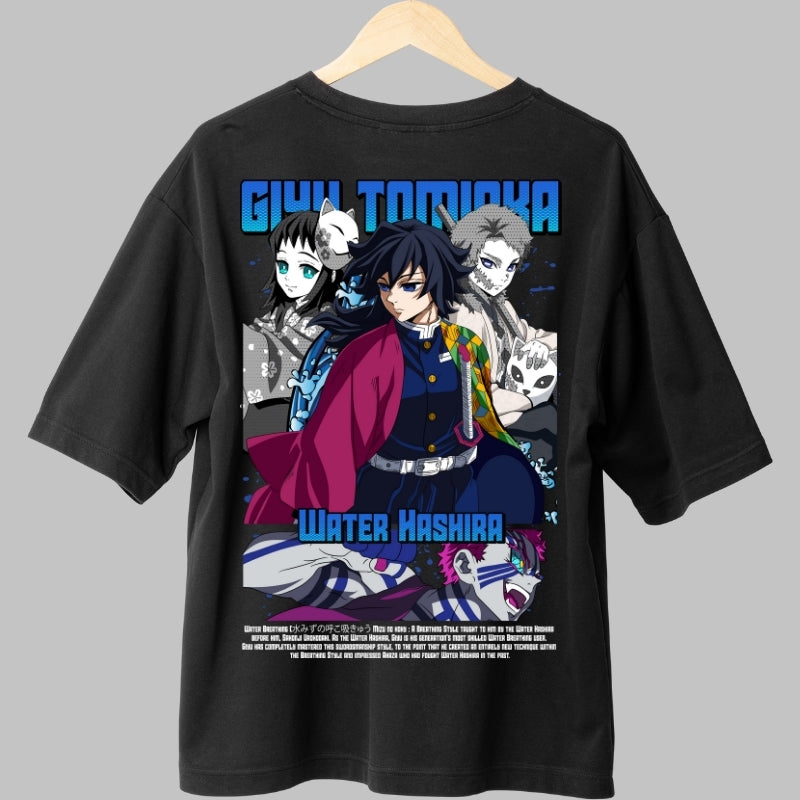Tricou Anime Demon Slayer - Giyu Water Hashira Spate