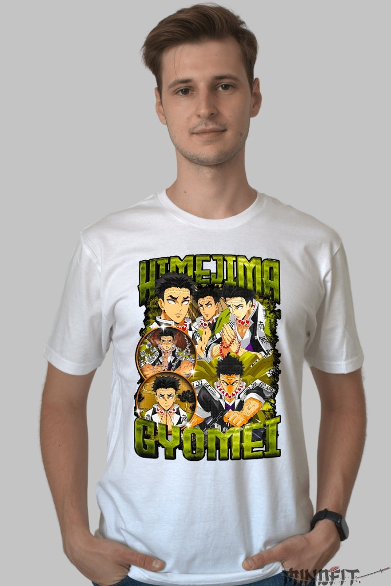 Tricou Anime Demon Slayer - Gyomei Himejima Pillar Mode barbat alb