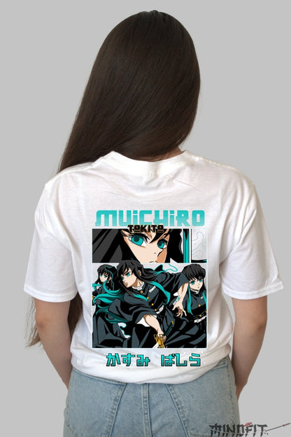 Tricou Anime Demon Slayer - Hashira Ceata Muichiro Dama alb