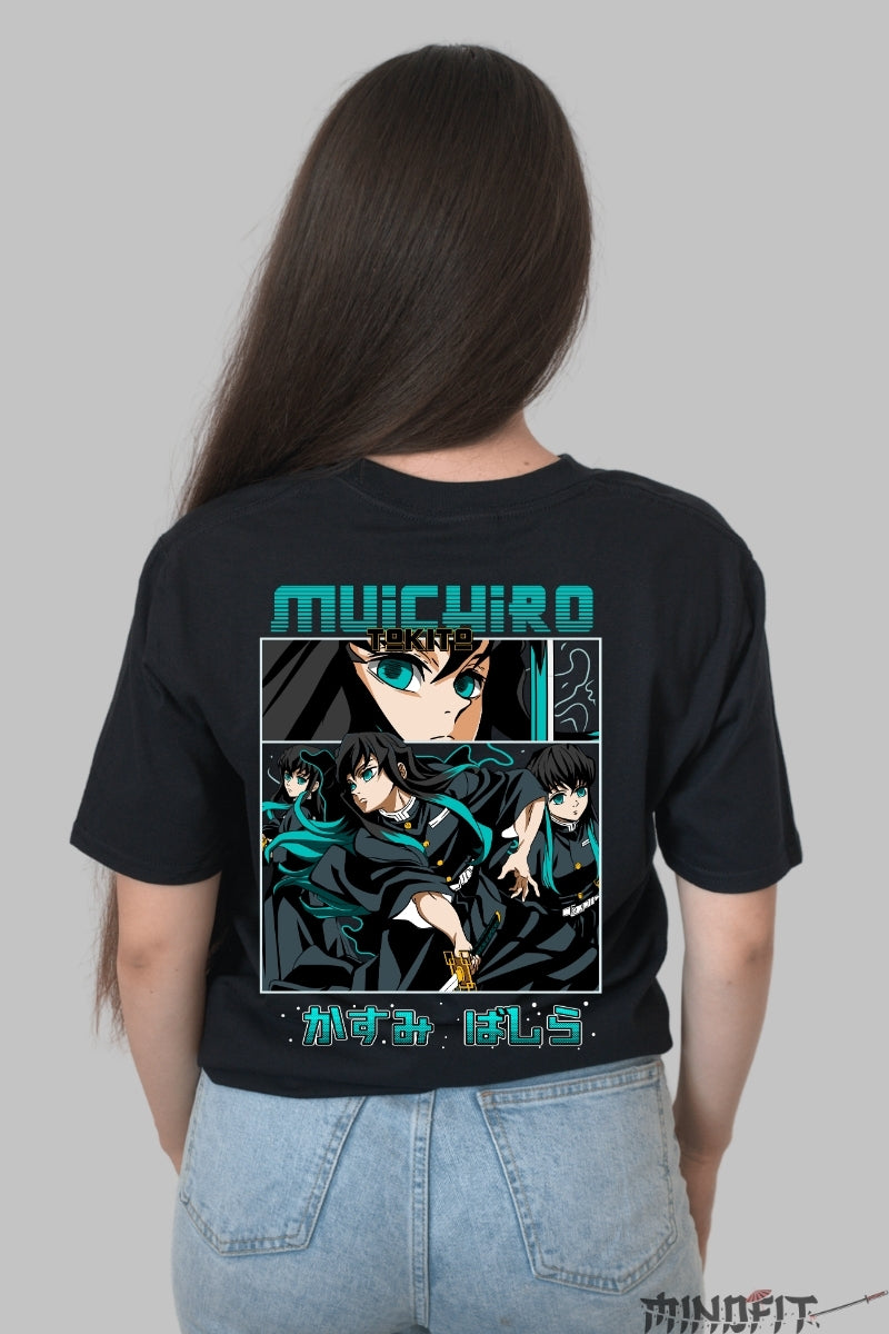 Tricou Anime Demon Slayer - Hashira Ceata Muichiro Dama Negru