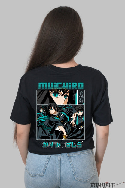 Tricou Anime Demon Slayer - Hashira Ceata Muichiro Dama Negru