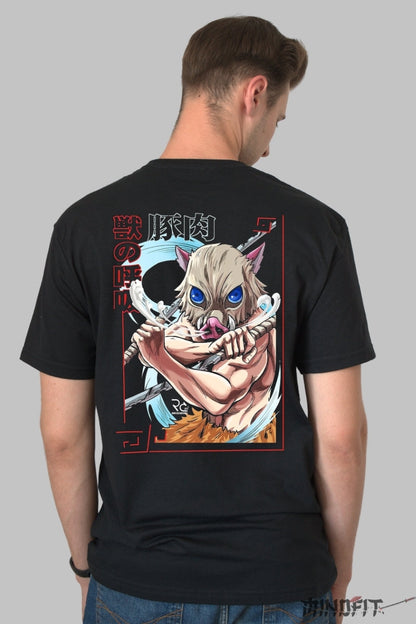Tricou Anime Demon Slayer - Inosuke Beast Rage Barbat Negru