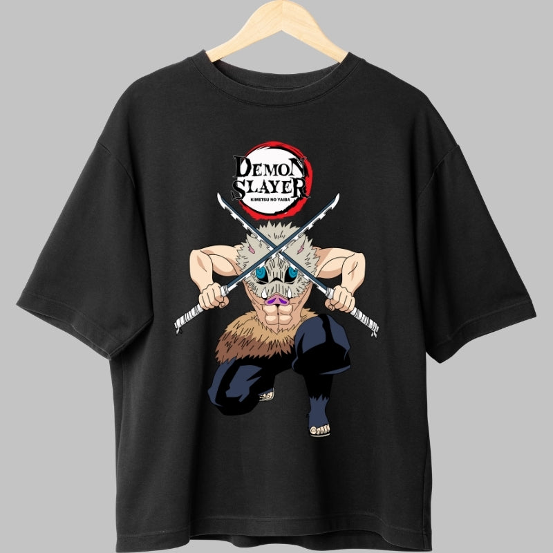 Tricou Anime Demon Slayer - Inosuke Cu Sabii Duble fata