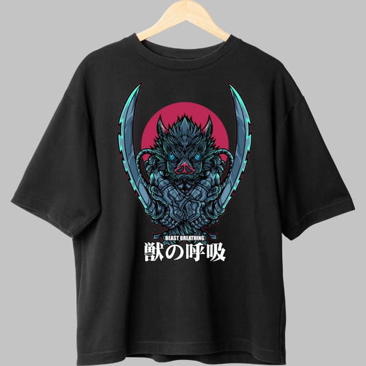 Tricou Anime Demon Slayer - Inosuke Respira-ia Bestiei fata
