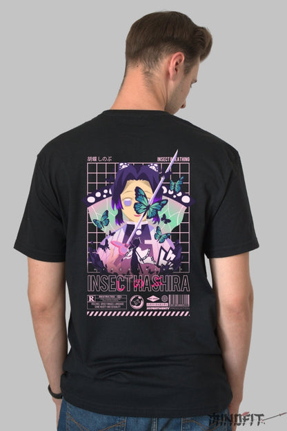 Tricou Anime Demon Slayer - Insect Hashira Barbat Negru