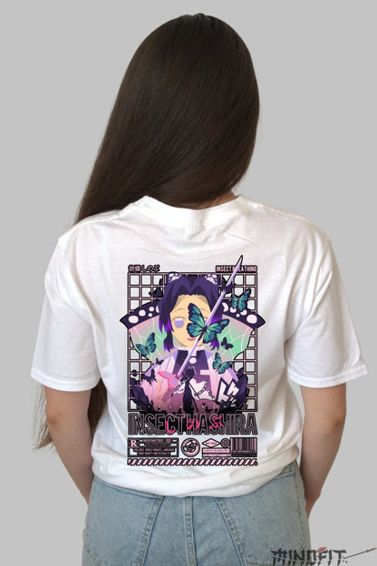 Tricou Anime Demon Slayer - Insect Hashira Dama alb