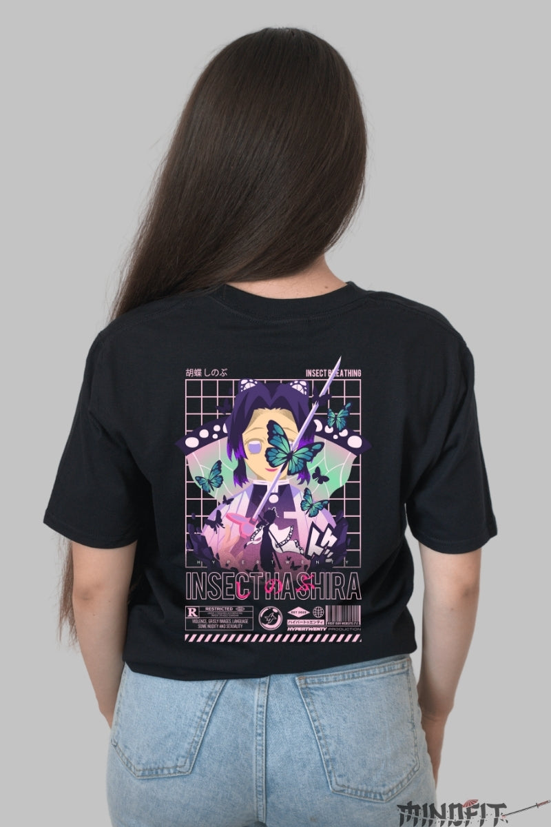 Tricou Anime Demon Slayer - Insect Hashira Dama Negru