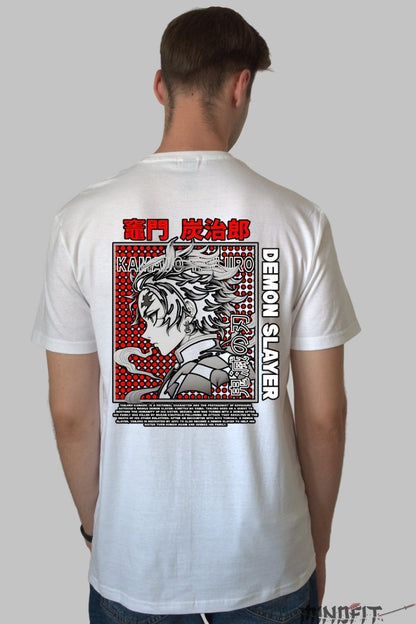 Tricou Anime Demon Slayer - Kamado Focused Barbat Alb