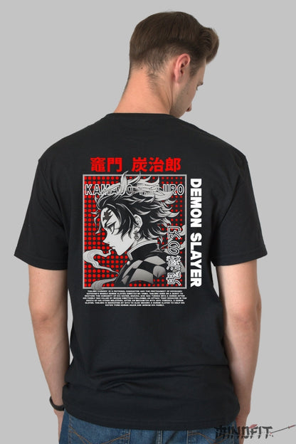 Tricou Anime Demon Slayer - Kamado Focused Barbat Negru