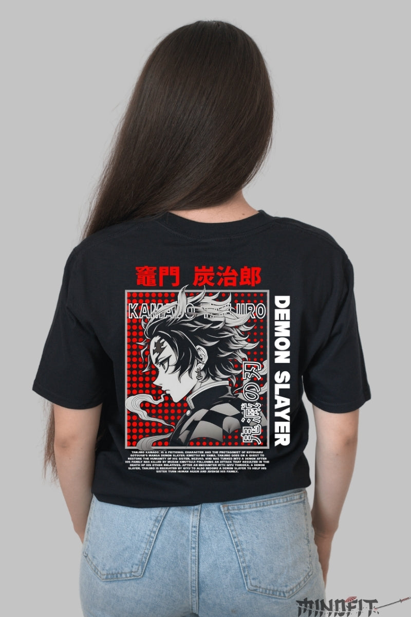 Tricou Anime Demon Slayer - Kamado Focused Dama Negru