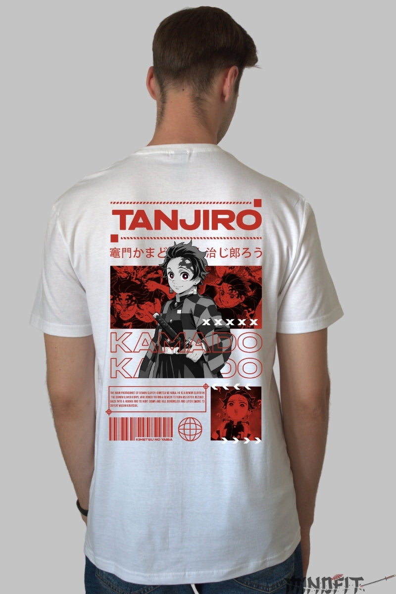 Tricou Anime Demon Slayer - Kamado Tanjiro Style Barbat Alb