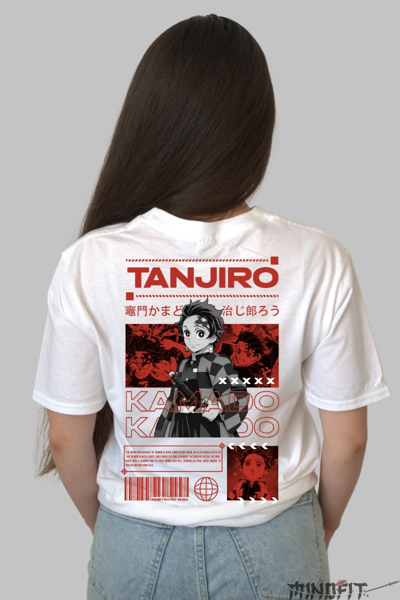 Tricou Anime Demon Slayer - Kamado Tanjiro Style Dama alb