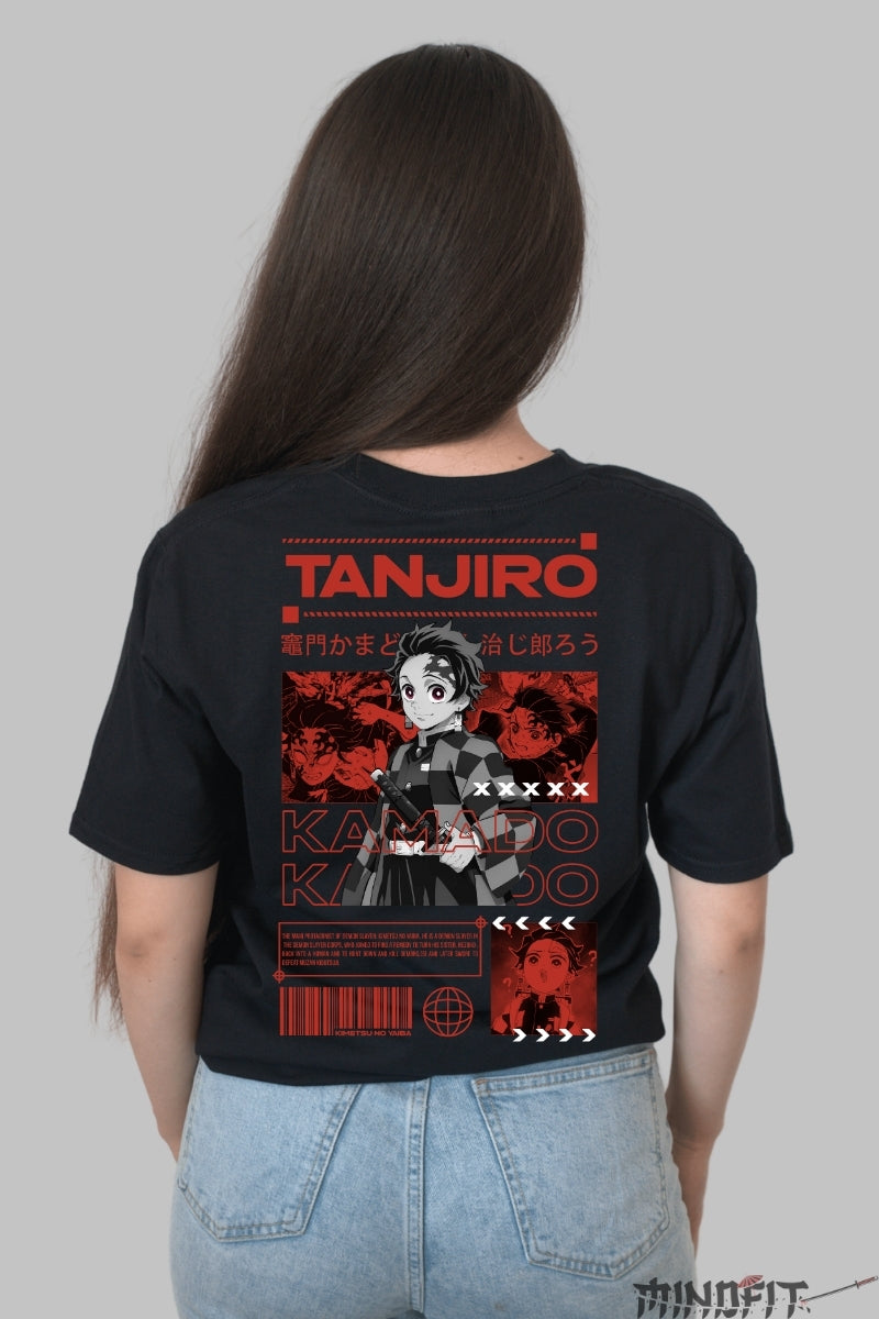 Tricou Anime Demon Slayer - Kamado Tanjiro Style Dama Negru