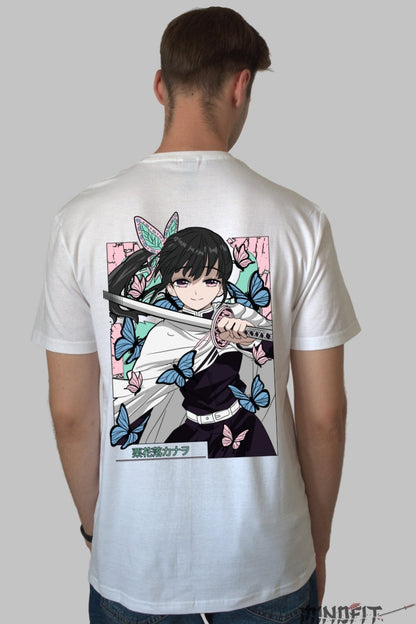 Tricou Anime Demon Slayer - Kanata Butterfly Blade Barbat Alb