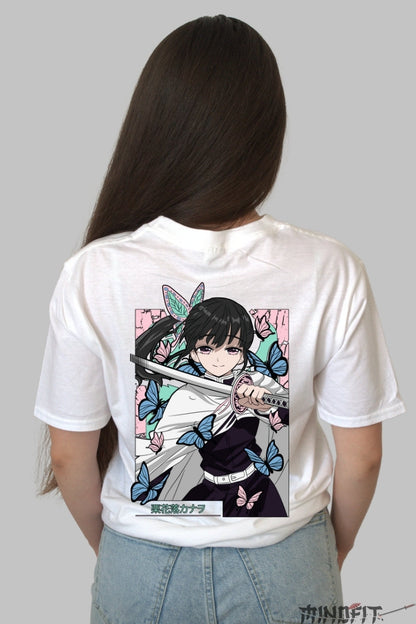 Tricou Anime Demon Slayer - Kanata Butterfly Blade Dama alb