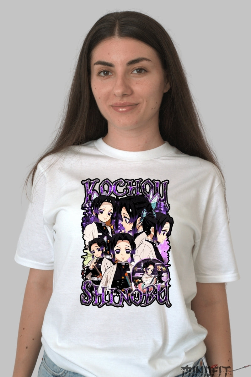 Tricou Anime Demon Slayer - Kochou Shinobu Eleganta Otravitoare dama alb