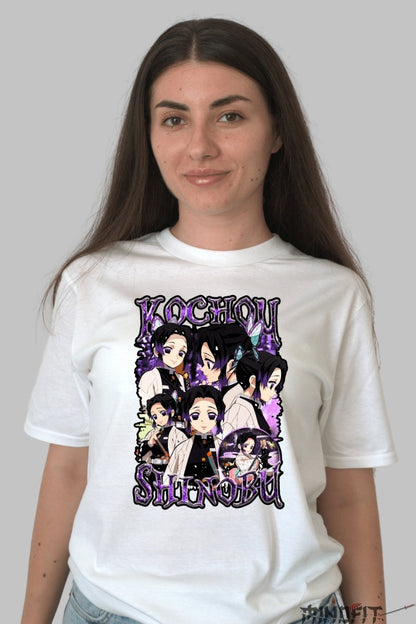 Tricou Anime Demon Slayer - Kochou Shinobu Eleganta Otravitoare dama alb