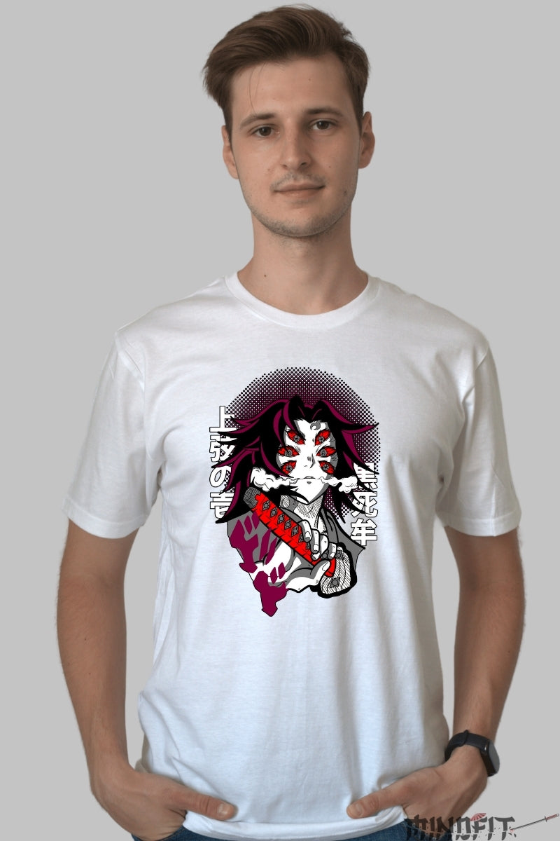 Tricou Anime Demon Slayer - Kokushibo Forma Lunii Superioare barbat alb